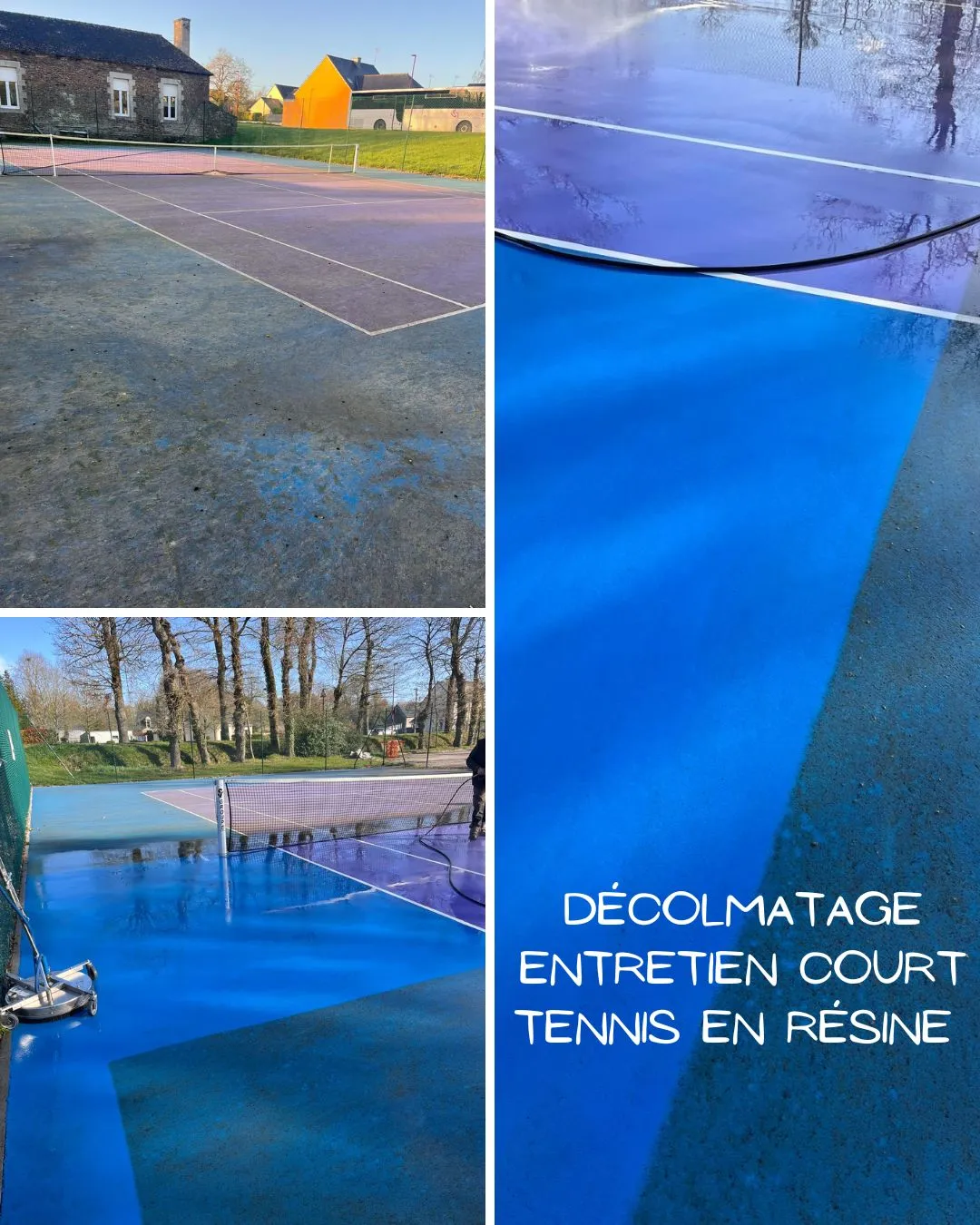 décolmatage et entretien court de tennis en résine